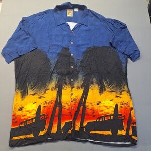 Pineapple Connection Mens 4XT Rayon Hawaiian Shirt Tropical Sunset Surf Wagon